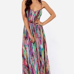 Jack by BB Dakota Watercolor Chiffon Maxi Dress